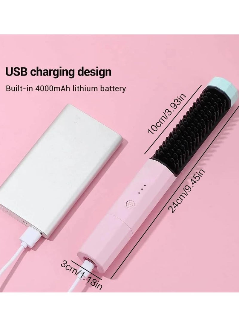 TravelPro Styler: Portable Cordless Hair Straightening Brush with Temperature Control, Anti-Scald, and USB-C Recharge – Effortless Hair Styling Anywhere - Image 3