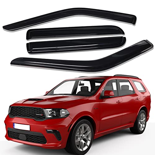 Lightronic Extra Durable Outside-Mount Auto Vent Window Visor, Fits 2011-2025 Dodge Durango, UV Protection Rain Guard, Original Wind Deflector, No-Drill Easy Install, Dark Smoke, 4-Pcs - Image 1