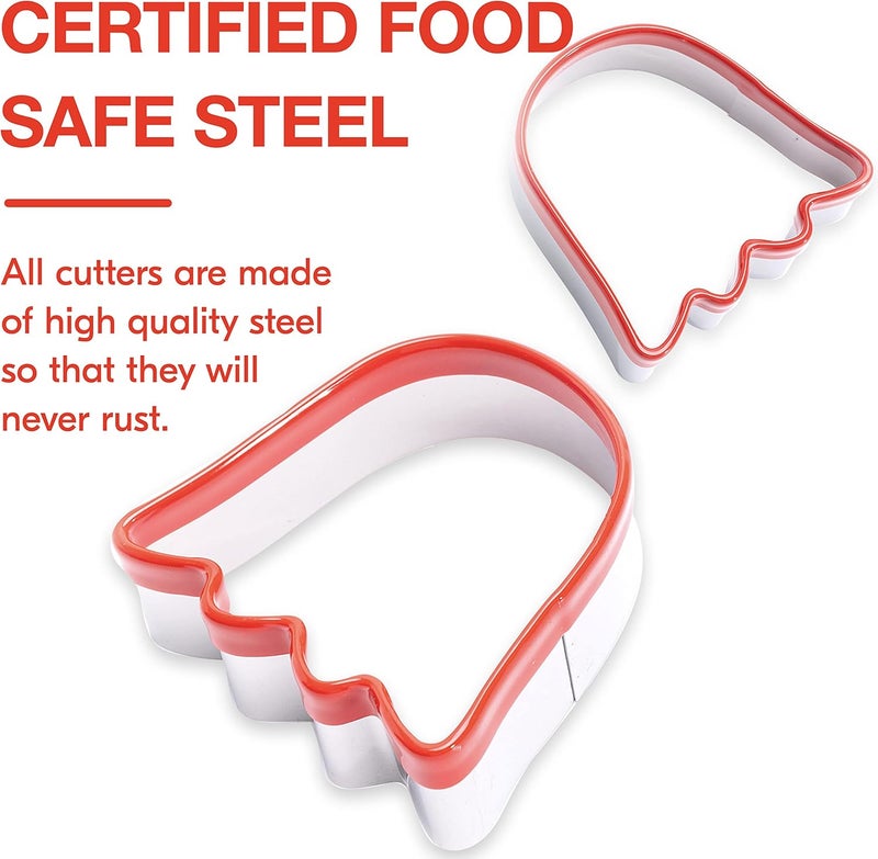 COOKIEQUE 2-Piece Halloween Ghost Cookie Cutters, Food-Grade Stainless Steel Sandwich Cutters, Biscuit Cutter set, Holiday Cookie Cutters, Unique Design with Protective Red Top PVC - Image 5