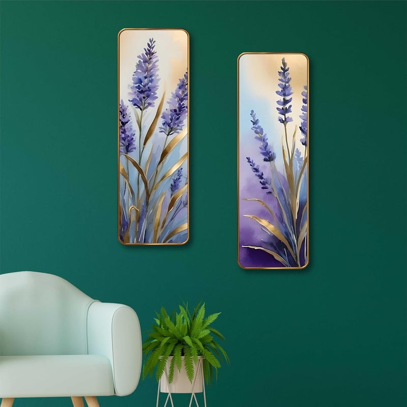 SAF Lavender Floral Set of 2 Vertical MDF Wall Panels | Premium Sparkle Lamination Finish | Elegant Purple Flower Art Wall Décor for Living Room & Bedroom (12 x 18 Inch) AS-05 - Image 4