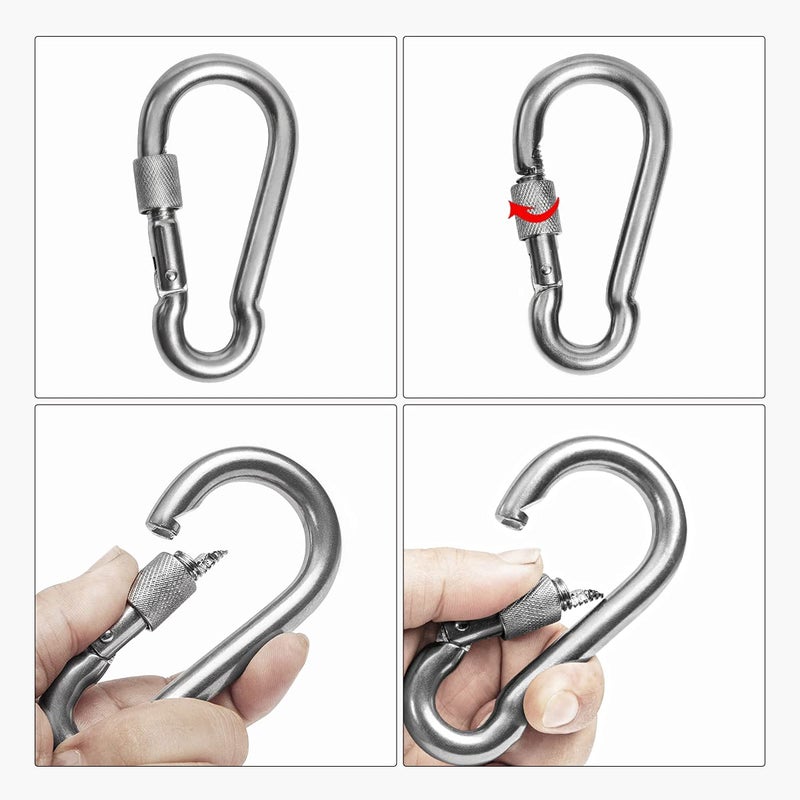 Velomill 2+1 Heavy Duty 304 Stainless Steel Swivel Ring Double Ended Swivel Eye Hook with SUS304 Snap Hooks for Web Tree Swing, Swing Spinner Hanger, Reliable and Safe (M6) - Image 5