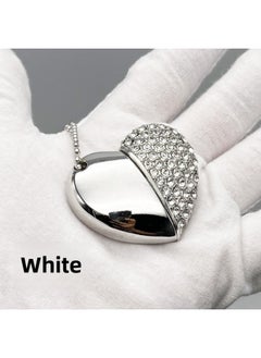 Generic Crystal USB Flash Disk Brick-inlaid Heart-shaped USB Flash Disk 32G Creative Jewelry 64G Brick Gift USB Flash Disk High Speed 3.0logo-Color:White-Capacity:32GB  - Image 1