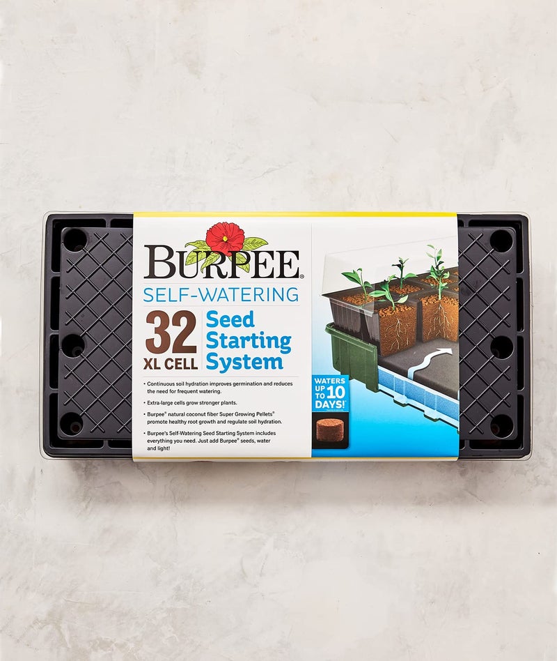 Burpee XL Self-Watering Growing System Indoor Seed Starting 10" W x 20" L x 5" H, 1 Kit (32 Cells) - Image 1