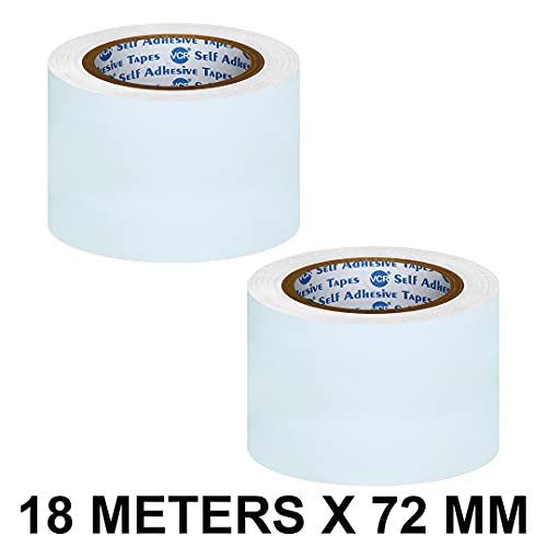VCR White Duct Tape - 18 Meters in Length 72mm / 3" Width - 2 Rolls Per Pack - Strong Book Binding Tape - Waterproof Heavy Duty Duct Tape - Image 2