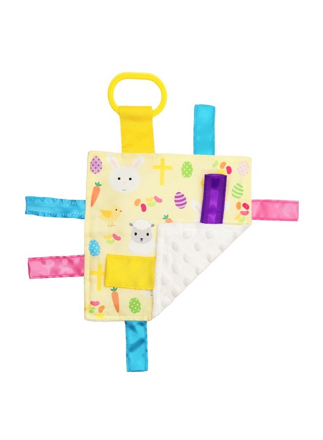 The Learning Lovey Baby Jack & Co 8x8” Easter Lovey Tag Toys for Babies - Baby Crinkle Toys - Crinkle Toys for Baby - Soft & Safe - Learn Shapes & Colors - Ideal Baby Toy & Baby Gift - BPA Free w/Stroller Clip - Image 1