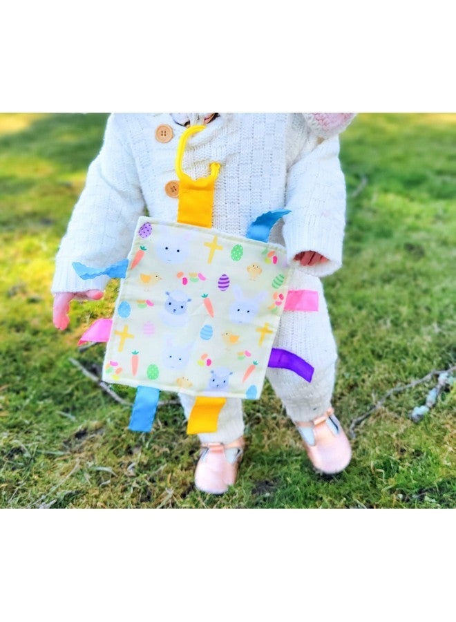 The Learning Lovey Baby Jack & Co 8x8” Easter Lovey Tag Toys for Babies - Baby Crinkle Toys - Crinkle Toys for Baby - Soft & Safe - Learn Shapes & Colors - Ideal Baby Toy & Baby Gift - BPA Free w/Stroller Clip - Image 2