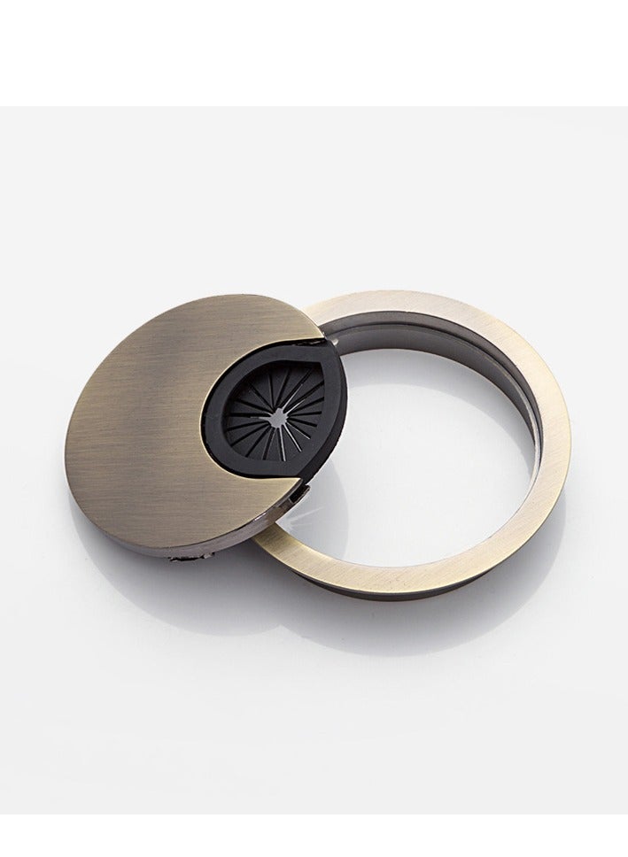 حمالة المكتب لمنظم الأسلاك، الكمبيوتر الكمبيوتر كمبيوتر كمبيوتر حمالة بلاستيكية لمكتب الكمبيوتر، منظم فتحة الكبل المعدني، 2 حزمة (60 ملم، ذهبي) - Image 4