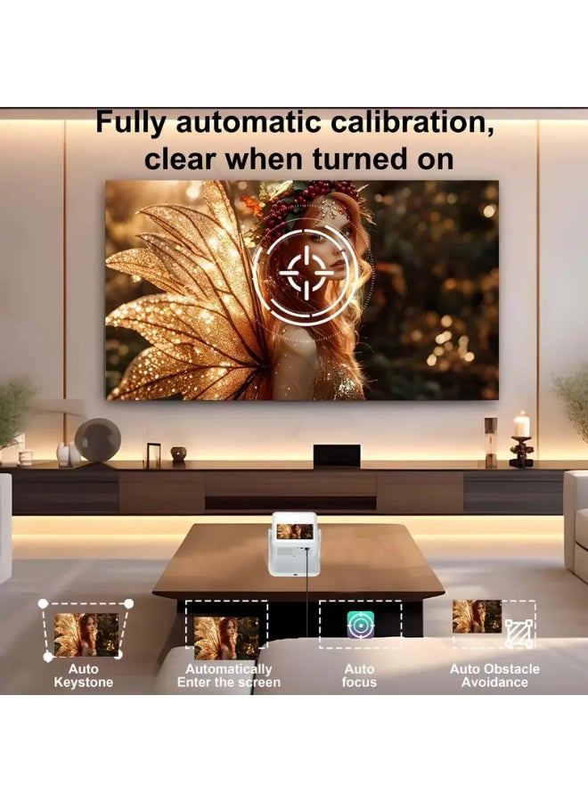 Smart Tablet Projector with Auto Focus & Keystone – Full HD 1080P, 11000 Lumens, Dual WiFi, Bluetooth 5.0, HDMI, Built-in Speakers – Home Theater & Streaming Compatible  - Image 3