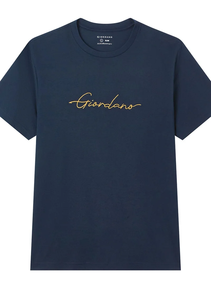 GIORDANO  Men’s Slim Fit Cotton Signature Print Tee for Men | Best Price UAE