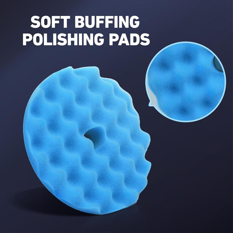Autolock 6" Buffing Polishing Pads, 7Pcs 6Inch (150mm) Waffle Foam Buffing Pad, Wool Pad Kit for 6 in Backing Plate, Car Polisher Boat Compounding, Polishing and Waxing - Image 4