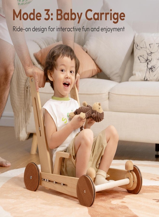 Woodtoe Wooden Baby Walker, 4-in-1 Montessori Baby Push Walker, Adjustable Speed Baby Push Toys, Wood Balance Bike, Educational Learning to Walk Christmas Toys for Toddler 1 2 3, 1st Birthday Gift - Image 5