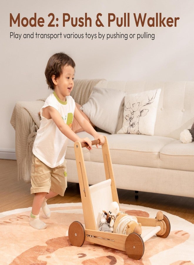 Woodtoe Wooden Baby Walker, 4-in-1 Montessori Baby Push Walker, Adjustable Speed Baby Push Toys, Wood Balance Bike, Educational Learning to Walk Christmas Toys for Toddler 1 2 3, 1st Birthday Gift - Image 4
