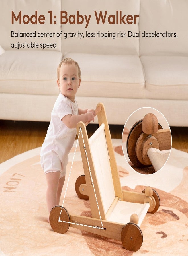 Woodtoe Wooden Baby Walker, 4-in-1 Montessori Baby Push Walker, Adjustable Speed Baby Push Toys, Wood Balance Bike, Educational Learning to Walk Christmas Toys for Toddler 1 2 3, 1st Birthday Gift - Image 3