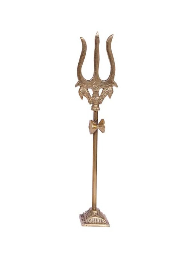 A & S VENTURES A&S Ventures Lord Shiva Trishul Statue with Square Stand and Hand Hammered Sound Damru Small Size 2.5 Inch Wooden Damru for Puja, Temple - Image 2