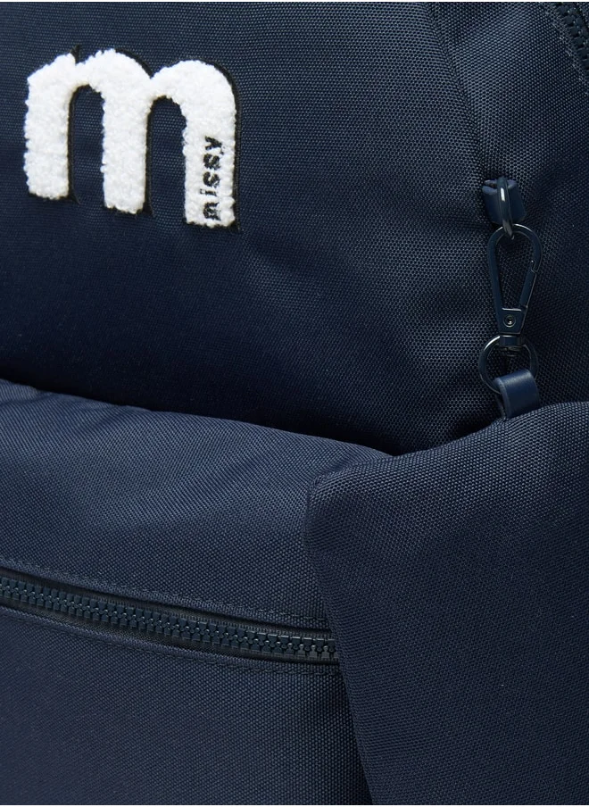 ميسي Women Missy Logo Detail Backpack with Adjustable Straps and Zip Closure