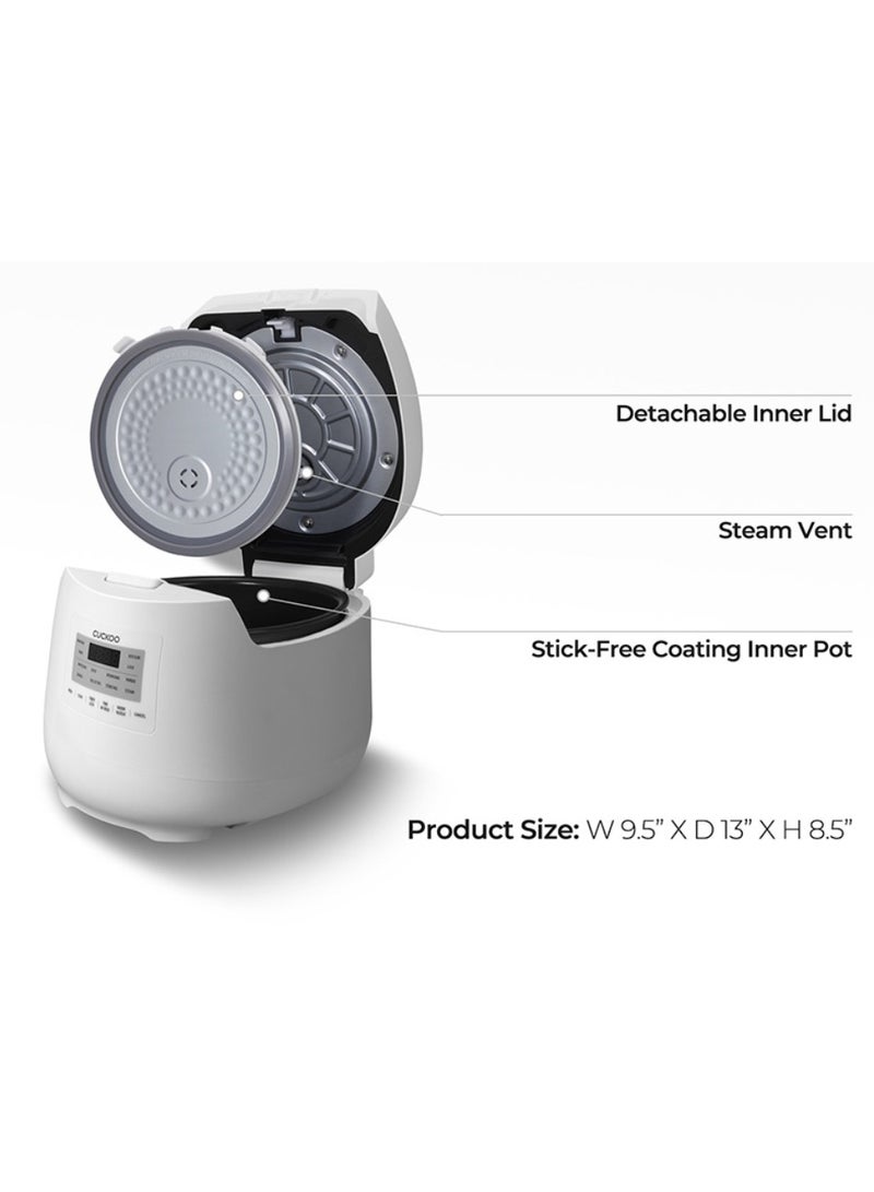 كوكو طنجرة ومسخّن أرز ميكوم من كوكو، سعة 6 أكواب (1.08 لتر)، طنجرة متعددة الاستخدامات 11 في 1، مع سلة بخار، وعاء غير لاصق، صنع في كوريا، لون أبيض. - Image 3