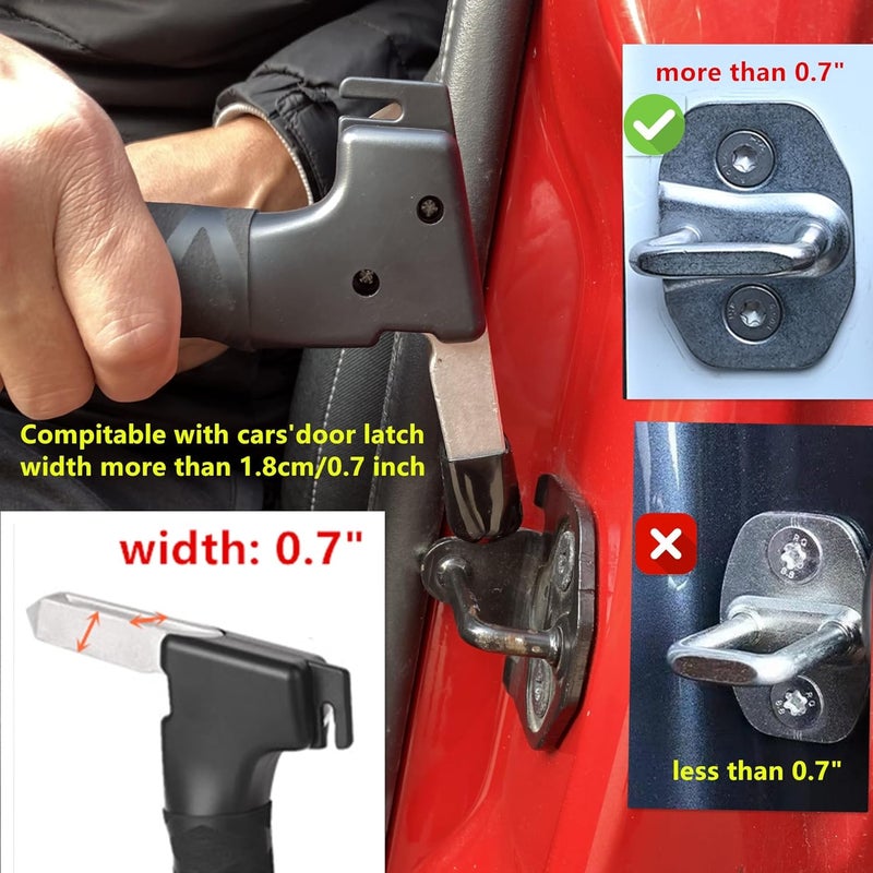 STHIRA® 2Pcs Car Assist Handles for Elderly Multifunctional Car Assist Handle Safety Hammer Belt Cutter Rugged 165lbs Loading Capacity Aluminum Alloy Anti-slip Handle Safety Car Cane for Door Latch - Image 5