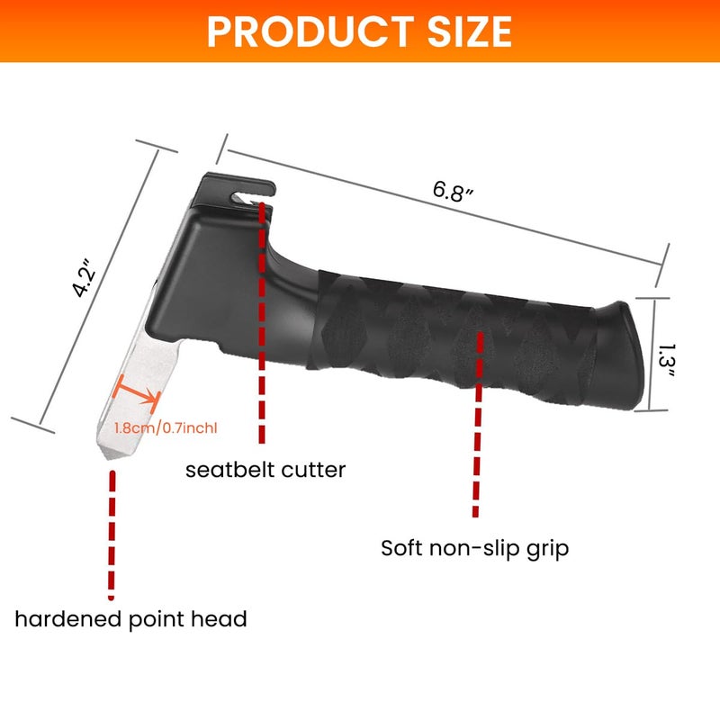 STHIRA® 2Pcs Car Assist Handles for Elderly Multifunctional Car Assist Handle Safety Hammer Belt Cutter Rugged 165lbs Loading Capacity Aluminum Alloy Anti-slip Handle Safety Car Cane for Door Latch - Image 2