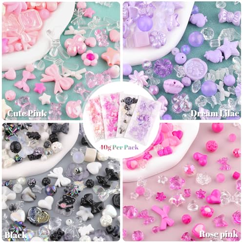 TINKRSTUFF خرز أكريليك متنوع 210-270 قطعة لصنع الأساور، زهور، bows، فراشات، حلوى، دببة جومي، سحر كاواي، خرز لطيف لصنع المجوهرات، قلائد، سلاسل مفاتيح، سحر الهاتف DIY - Image 4