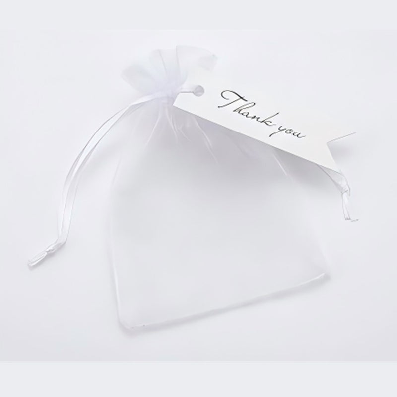 Pack of 24 – Solid Color Mesh Pouches for Wedding & Holiday Gifts, Jewelry & Accessory Packaging [White, 7 x 9 cm] - Image 3