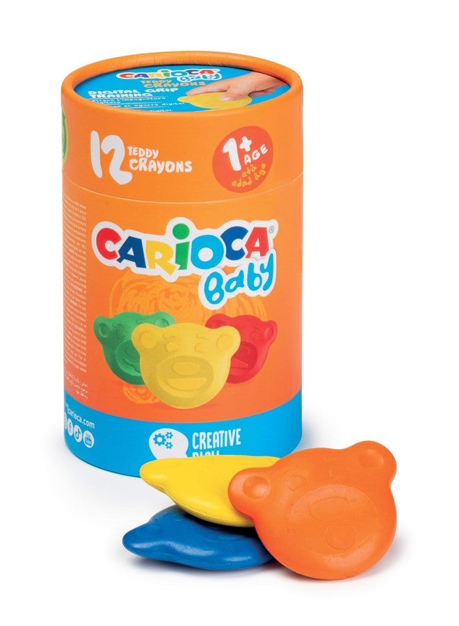 CARIOCA Baby Wax Crayons - 12 Bear-Shaped Non-Toxic Crayons for Toddlers, Washable, Chunky First Art Tools, Daycare & Preschool Supplies, Made in Italy - Image 1