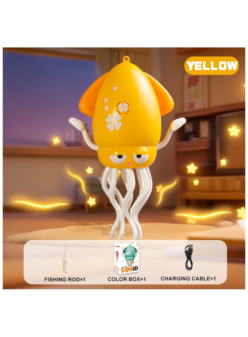 LIXADA لعبة الأخطبوط الكهربائي الراقص، لعبة الأخطبوط الزاحف الراقص مع تجنب العقبات تلقائيًا، لعبة حساسية الأخطبوط السحرية المجنونة ذات 8 أرجل مع أضواء LED وموسيقى، ذات توجيه ذاتي (أصفر) - Image 1