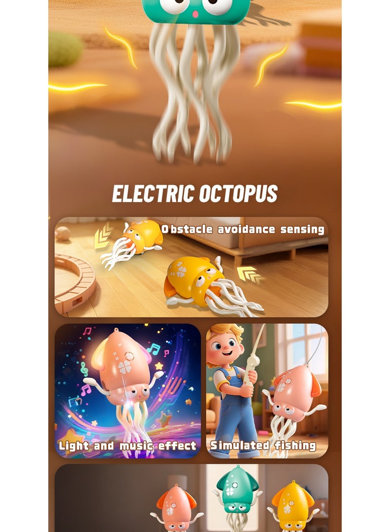 LIXADA لعبة الأخطبوط الكهربائي الراقص، لعبة الأخطبوط الزاحف الراقص مع تجنب العقبات تلقائيًا، لعبة حساسية الأخطبوط السحرية المجنونة ذات 8 أرجل مع أضواء LED وموسيقى، ذات توجيه ذاتي (أصفر) - Image 3