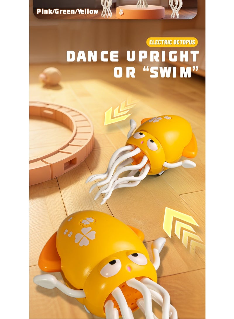 LIXADA لعبة الأخطبوط الكهربائي الراقص، لعبة الأخطبوط الزاحف الراقص مع تجنب العقبات تلقائيًا، لعبة حساسية الأخطبوط السحرية المجنونة ذات 8 أرجل مع أضواء LED وموسيقى، ذات توجيه ذاتي (أصفر) - Image 4