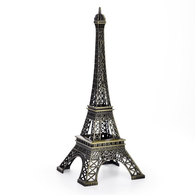 Bronze Metal Eiffel Tower Statue 10inch Decorative Figurine Replica Stand Holder for Cake Topper Table Decor Gift Party Home Decoration