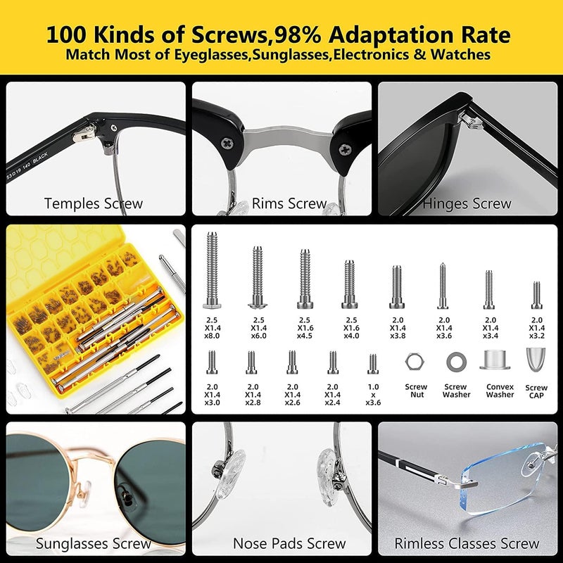 HIKETOLIGHT Magnetic Eyeglass Repair Kit, Glasses Repair Kit with Eyeglass Screws Include Nose Pads, Precision Screwdriver Tool Set and Tweezers for Eyeglasses, Sunglasses, Watch Clock Spectacle Repair  - Image 2