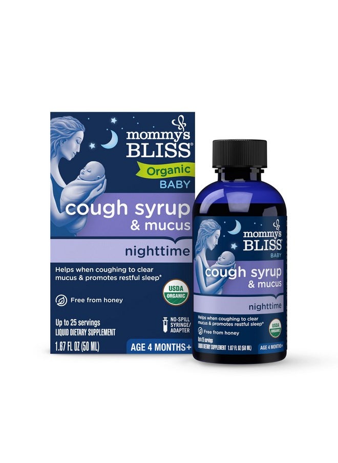 Mommy's Bliss Organic Baby Cough Syrup & Mucus Night Time, Contains Organic Agave And Ivy Leaf, Made For Babies 4 Month+, 1.67 Fluid Ounces  - Image 1