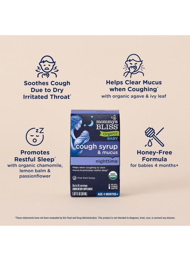 Mommy's Bliss Organic Baby Cough Syrup & Mucus Night Time, Contains Organic Agave And Ivy Leaf, Made For Babies 4 Month+, 1.67 Fluid Ounces  - Image 3