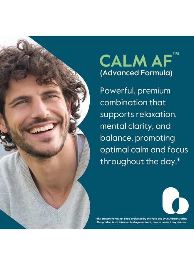 BESTVITE - Calm AF (Advanced Formula) (60 Veggie Caps) - Clinically Studied Shoden Ashwagandha, Suntheanine L Theanine, PharmaGABA - No Stearates - Vegan - Non GMO - Gluten Free - Ashwagandha & GABA Supplements - Image 1