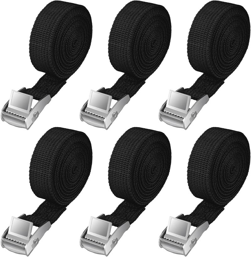 CNMTCCO Pack of 6 Lashing Straps, Maximum Load 150 kg, 2 M Ratchet Lashing Strap, Width 20 mm, Lashing Strap, Adjustable Mounting Strap with Clamping Lock for Bicycle, Motorcycle, Luggage Packages - Image 1