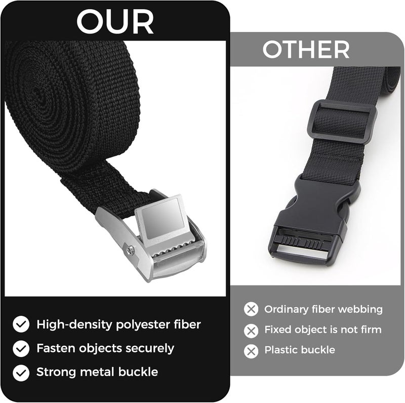 CNMTCCO Pack of 6 Lashing Straps, Maximum Load 150 kg, 2 M Ratchet Lashing Strap, Width 20 mm, Lashing Strap, Adjustable Mounting Strap with Clamping Lock for Bicycle, Motorcycle, Luggage Packages - Image 4