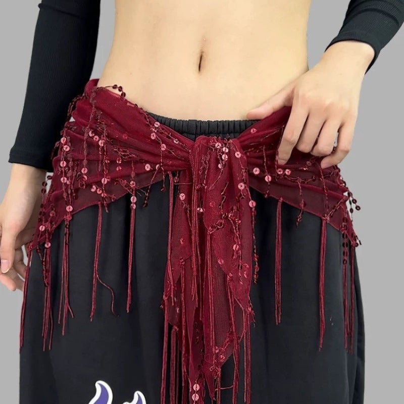 New Street Dance Trendy Brand Sequin Waistband Jazz Hip Scarf Performance Indian Dance Dance With Glitter - Image 1