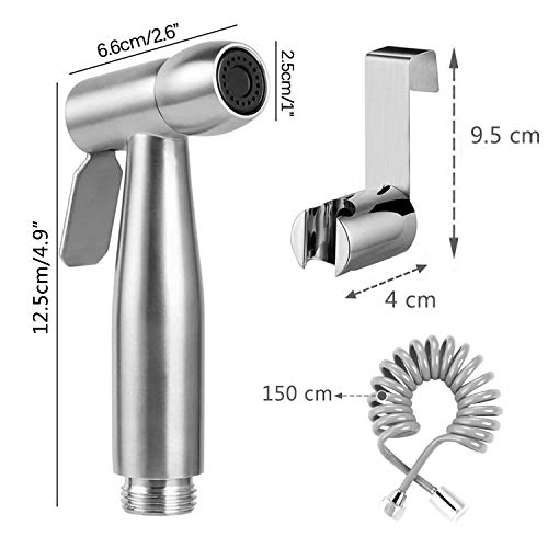 xocome Handheld Bidet Sprayer Toilet with 59in ABS Flexible Telescopic Shower Hose for Bathroom Douche Diaper Cleaning, Pet Bath, Closestool, Squatting Pan, Floor Cleaning - Image 2