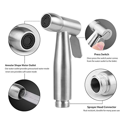 xocome Handheld Bidet Sprayer Toilet with 59in ABS Flexible Telescopic Shower Hose for Bathroom Douche Diaper Cleaning, Pet Bath, Closestool, Squatting Pan, Floor Cleaning - Image 3