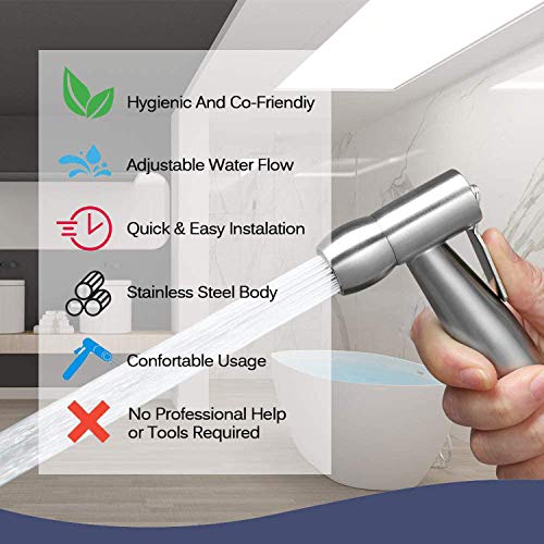 xocome Handheld Bidet Sprayer Toilet with 59in ABS Flexible Telescopic Shower Hose for Bathroom Douche Diaper Cleaning, Pet Bath, Closestool, Squatting Pan, Floor Cleaning - Image 5