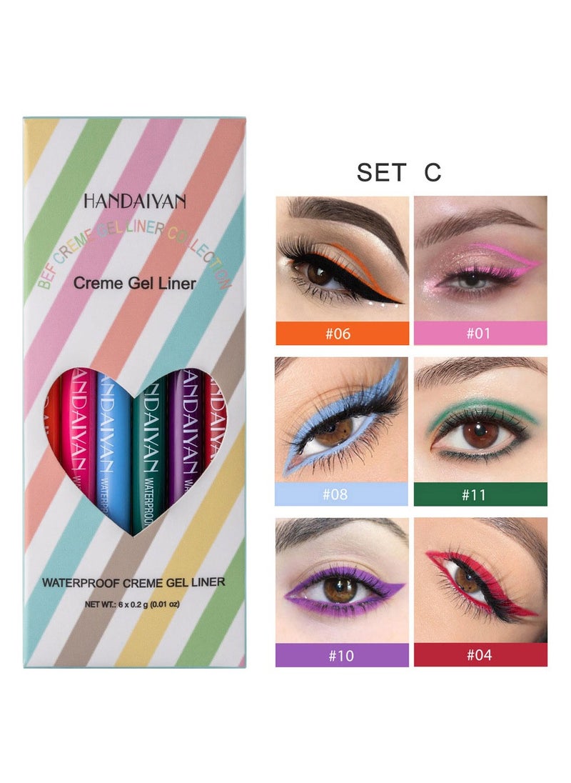 Handaiyan Eyeliner Gel Set 6 Colors Professional Makeup Eye Liner Waterproof Matte Long Lasting,Smudge-Resistant Sharpenable Cream Eyeliners Pencil High Performance Glide-On Pen Vegan,High Pigment,Nude Finish C  - Image 1