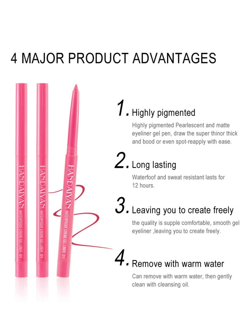 Handaiyan Eyeliner Gel Set 6 Colors Professional Makeup Eye Liner Waterproof Matte Long Lasting,Smudge-Resistant Sharpenable Cream Eyeliners Pencil High Performance Glide-On Pen Vegan,High Pigment,Nude Finish C  - Image 3