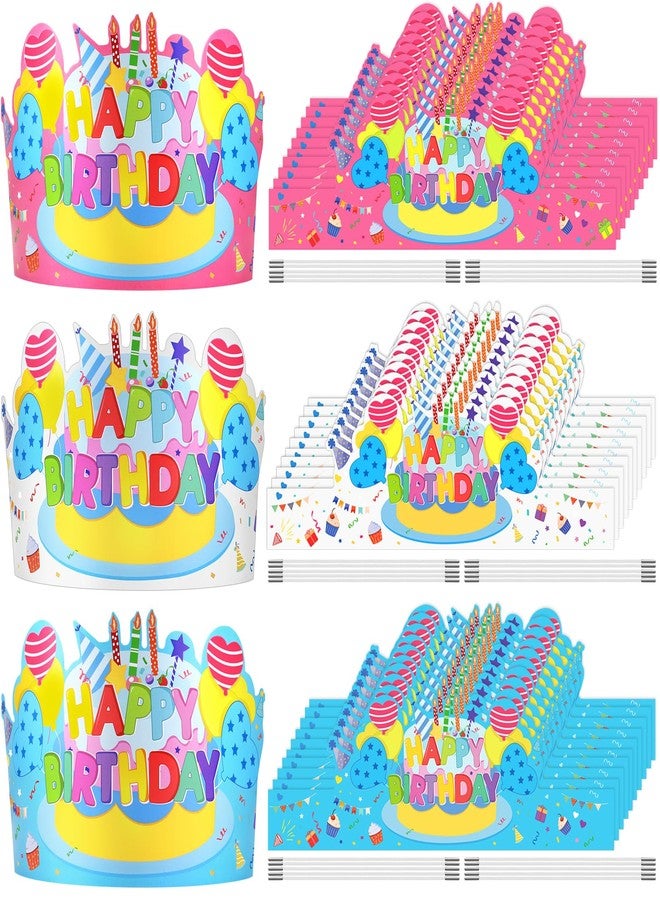VEKDA 30 Pcs Birthday Crowns for Kids Classroom,Colorful Paper Happy Birthday Hats for Students School Party Supplies - Image 1