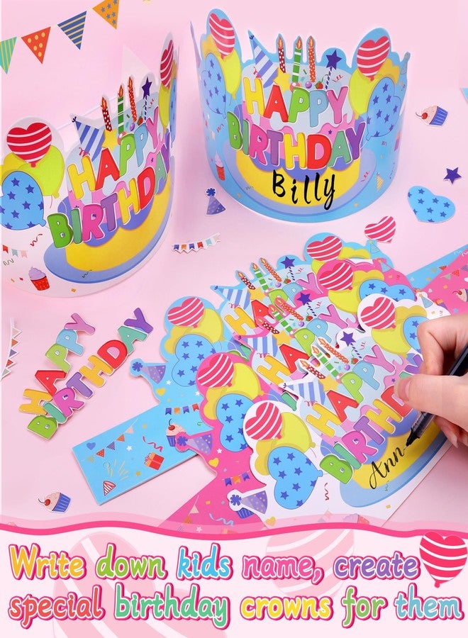 VEKDA 30 Pcs Birthday Crowns for Kids Classroom,Colorful Paper Happy Birthday Hats for Students School Party Supplies - Image 4