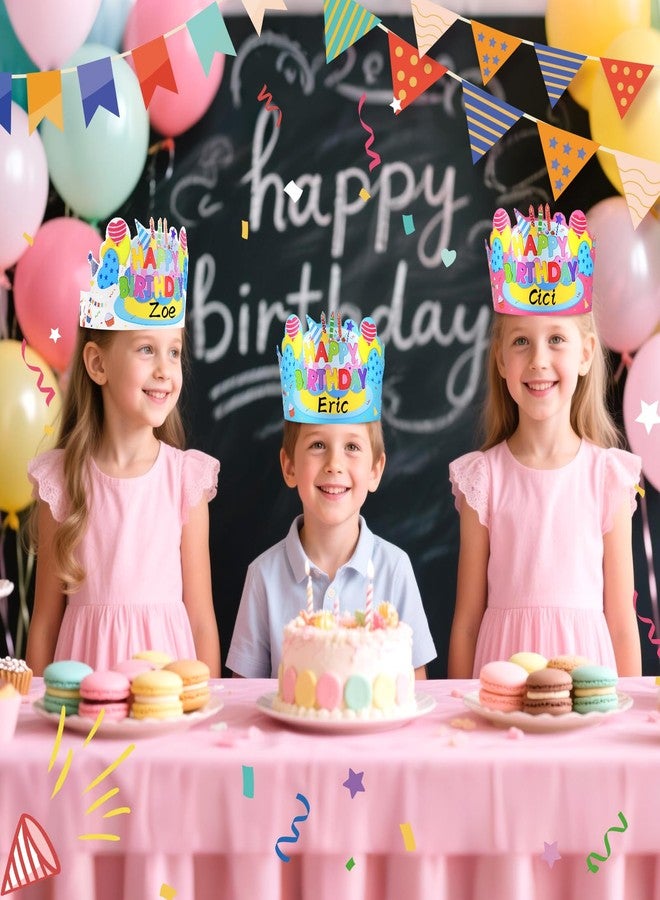 VEKDA 30 Pcs Birthday Crowns for Kids Classroom,Colorful Paper Happy Birthday Hats for Students School Party Supplies - Image 5