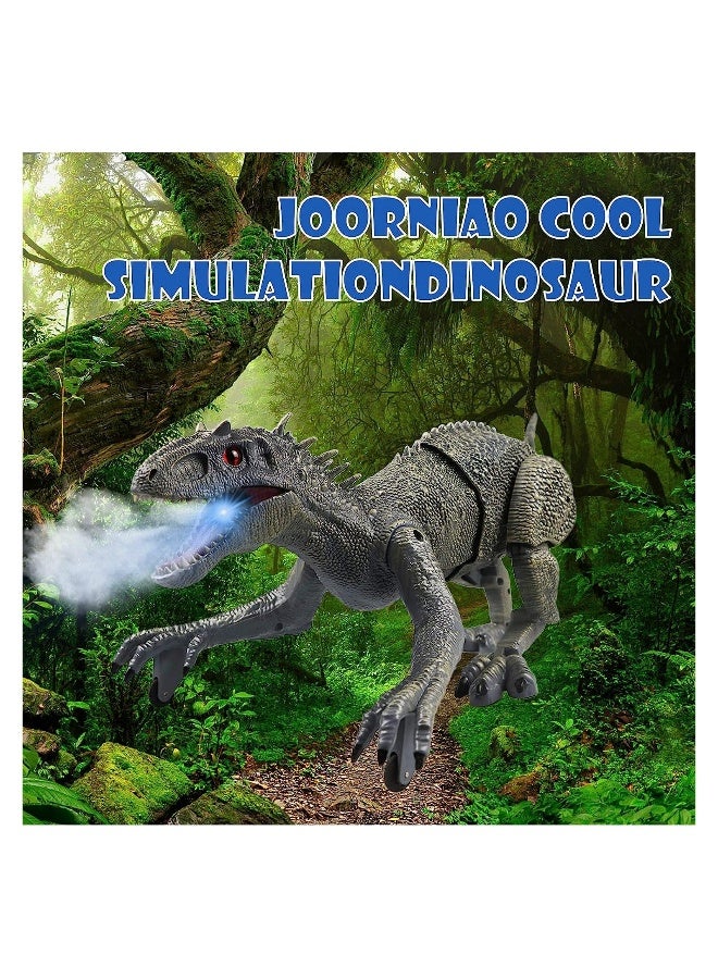 ألعاب الديناصورات عن بعد - روبوت كهربائي كبير يمشي بتحكم عن بعد مع ضباب مائي، وضوء وميض، ومحاكاة زئير فيلوسيرابتور، يعمل ببطارية قابلة لإعادة الشحن، هدايا عيد ميلاد للأطفال - Image 1