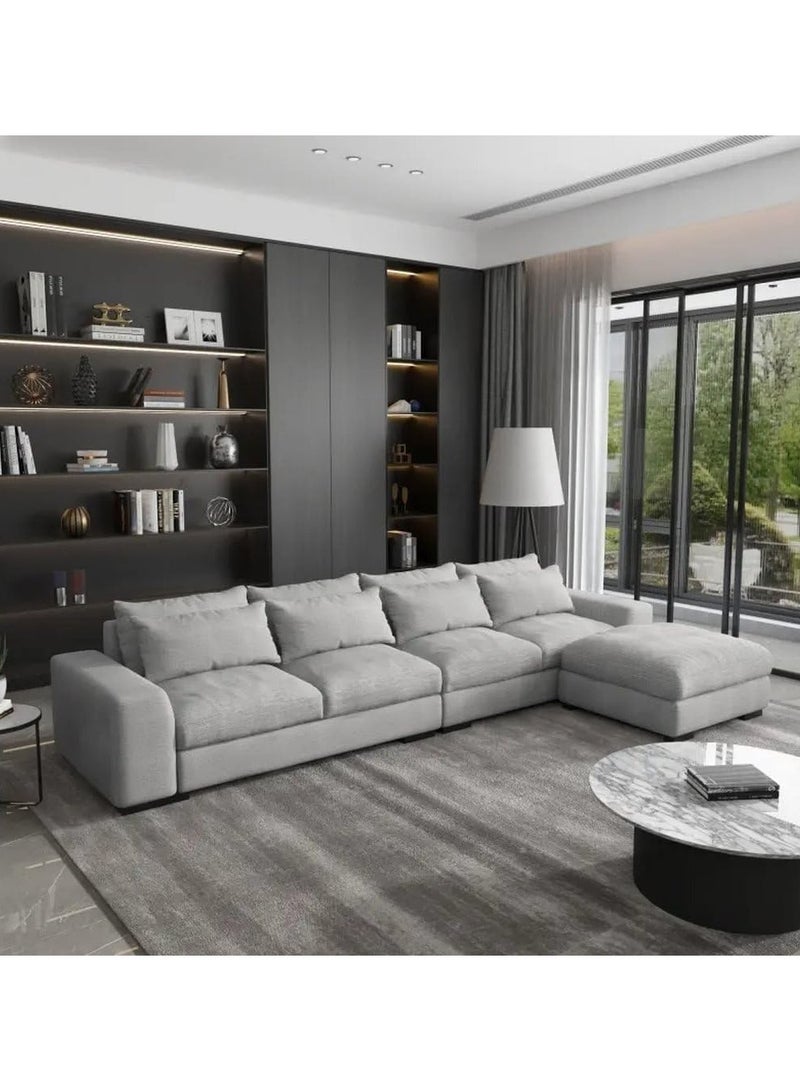 Mardod Saudi Saudi Arabia Return L-shaped corner sofa made of Swedish wood with linen fabric, ize 300/200 x 90 x 80 cm - Grey - ELEGSOF10 - Image 1