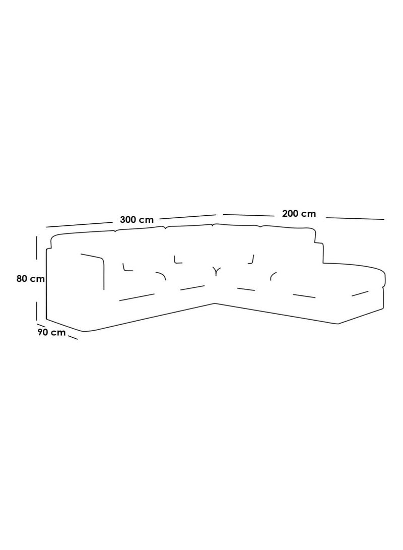 Mardod Saudi Saudi Arabia Return L-shaped corner sofa made of Swedish wood with linen fabric, ize 300/200 x 90 x 80 cm - Grey - ELEGSOF10 - Image 2