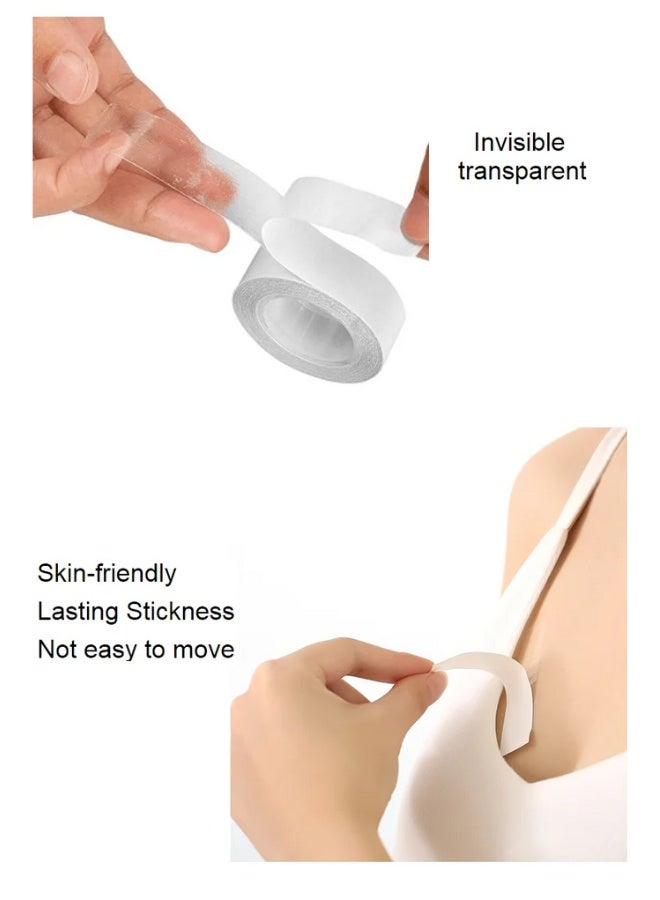 Body Tape Clear Fabric Double Sided Clothing Anti-slip Tape with Dispenser for Women Clothes Dress and Brav (1pc)