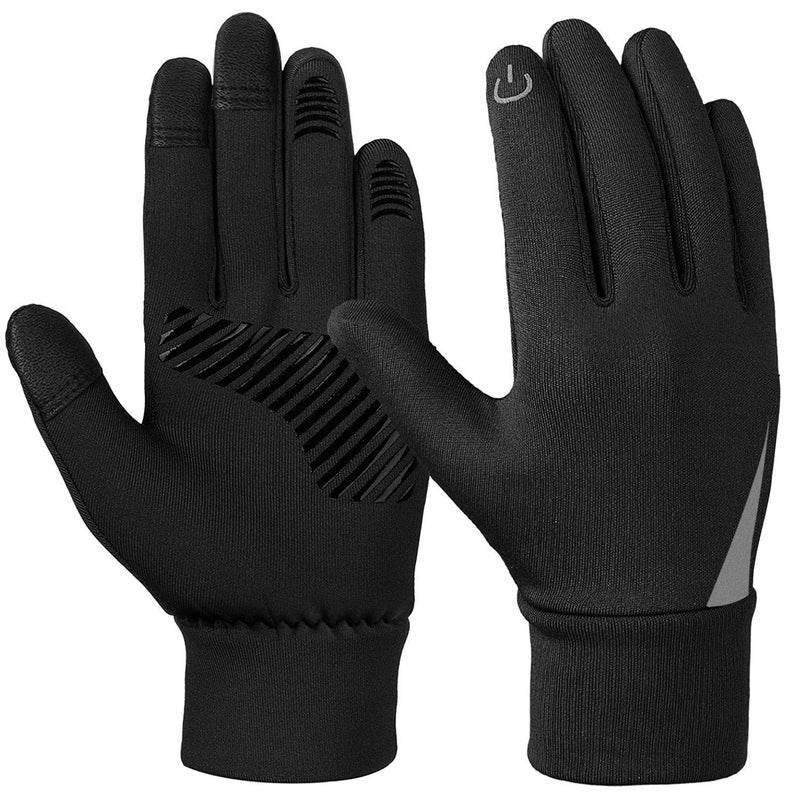 YukiniYa Kids Winter Gloves Back Water Resistant Touchscreen Warm Soft Lining Gloves for Boys Girls 3-15 Years Black - Image 1