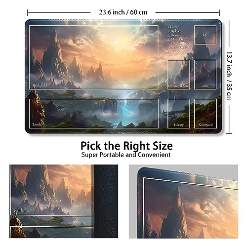 DAUXID EdgeStitched 24x14 Inch MTG PlaymatTCG Playmat with Free Storage Bag NonSlip Gaming MatIdeal for MTG Card Games DKT 48Zones 1 - Image 5